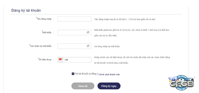 Quy trình đăng ký tại web cược này cực kỳ đơn giản
