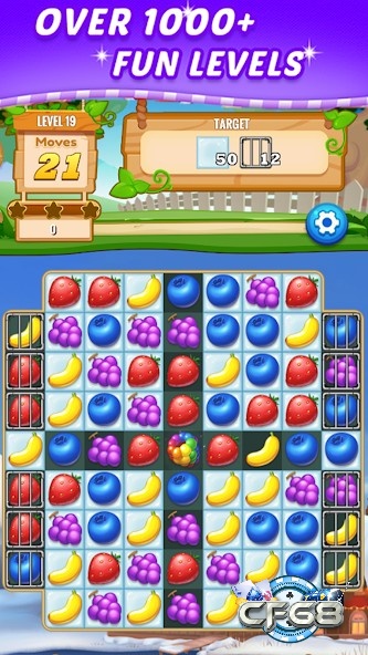 Game Fruit Party có lối chơi ghép trái cây quen thuộc với hình ảnh đẹp mắt
