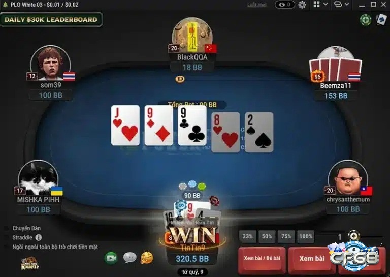 Luật poker khi xác định người chơi thắng game